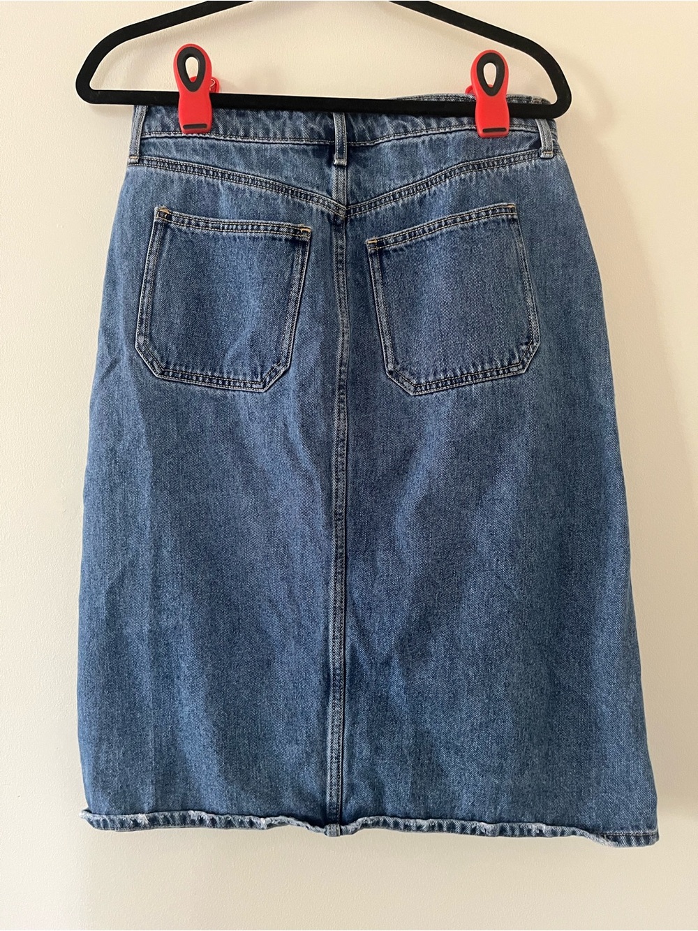 Old Navy Button Front Denim Midi Skirt 8 100% Cotton Cottagecore Americana - Picture 3 of 6